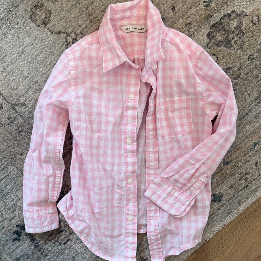Janie and Jack Light Pink Plaid Button-Down Shirt